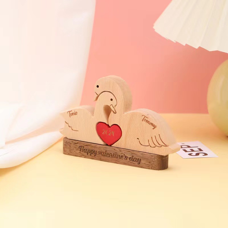 Personalized wooden carved swan jigsaw puzzle set, craft home decoration, family keepsake - Birthday gift for family members.-TailorAura