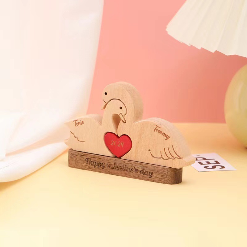 Personalized wooden carved swan jigsaw puzzle set, craft home decoration, family keepsake - Birthday gift for family members.-TailorAura