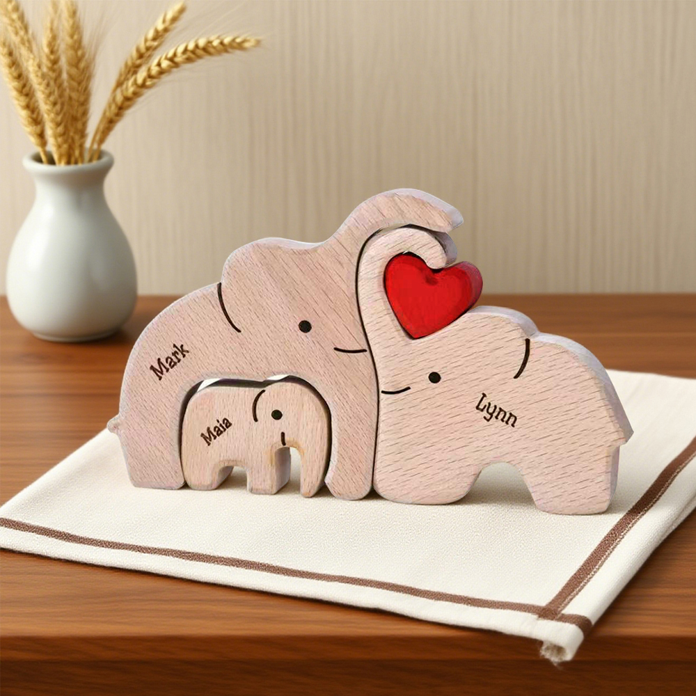 Family of Elephants - Custom Family Gifts | Wooden Puzzle