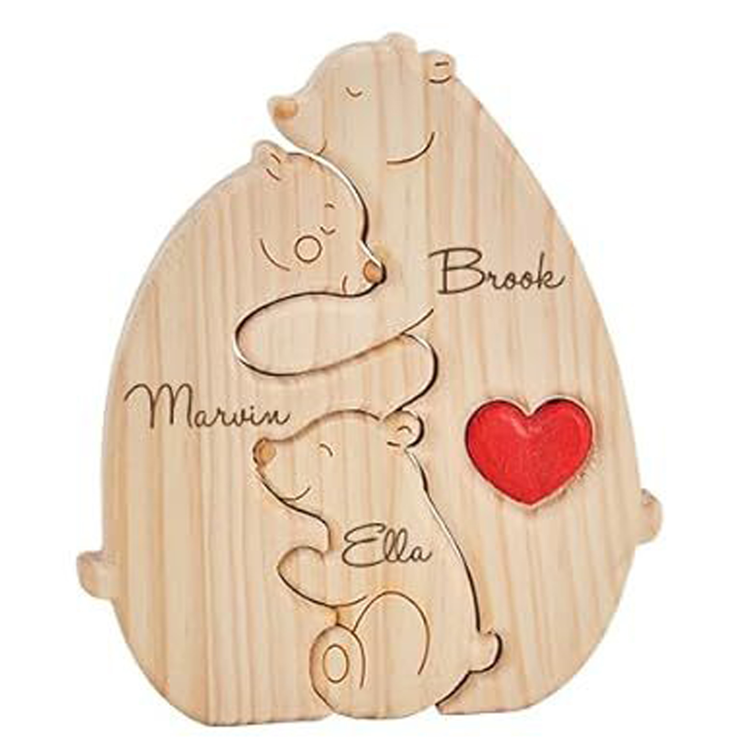 Personalized Gift wooden teddy bear puzzle set, a heartwarming family portrait of a mother and baby bear, perfect for Mother's Day or home decor - Birthday gift for family members.