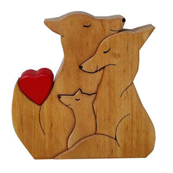 Personalized Gift DIY Wooden Puzzle Set with a Family of Foxes - Family Souvenirs - Gifts for Family Members