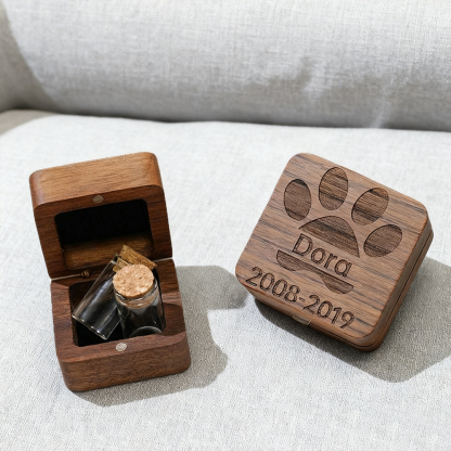 Personalized Paw Print Pet Memorial Box - Hair and Keepsake Holder