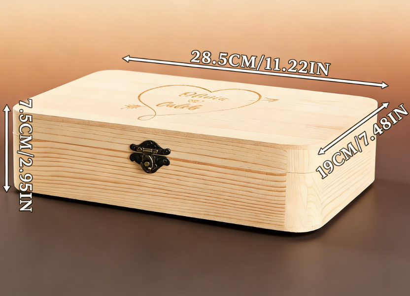 Personalized pine wood keepsake box with custom engraving, wedding anniversary box, and storage box - Gift for Wife