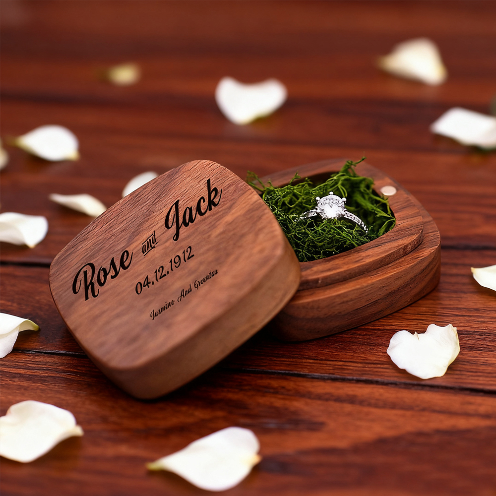 Engraved Wooden Jewelry Box – Personalized Ring Holder