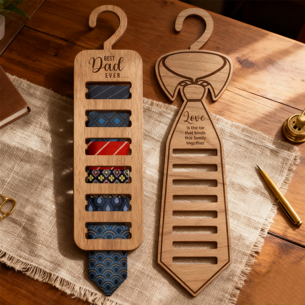 Dad Family Tie Plaque – Custom Engraved Wood Sign