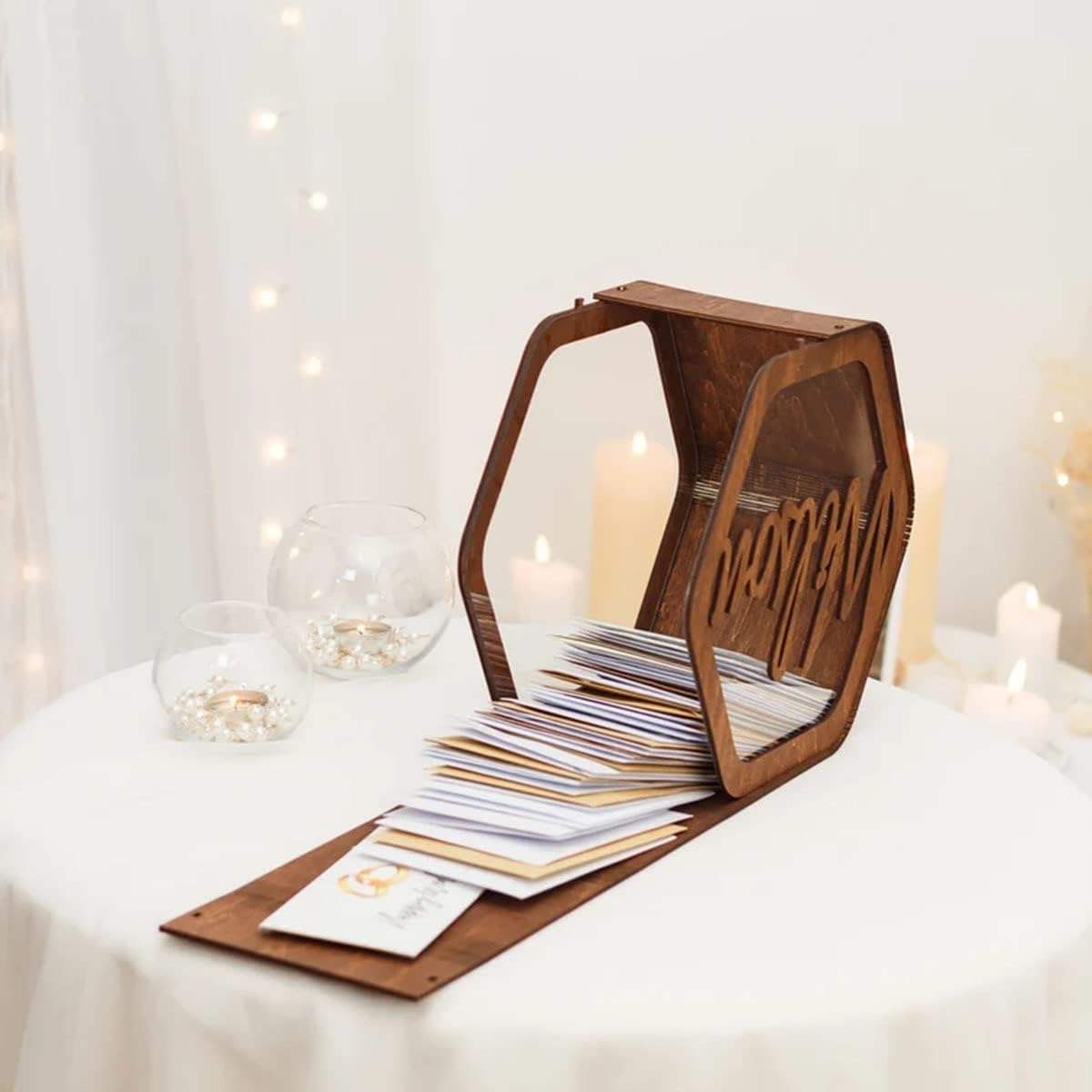 Personalized wedding wooden box, rustic wedding decoration, custom memory box, suitable for greeting card storage-TailorAura