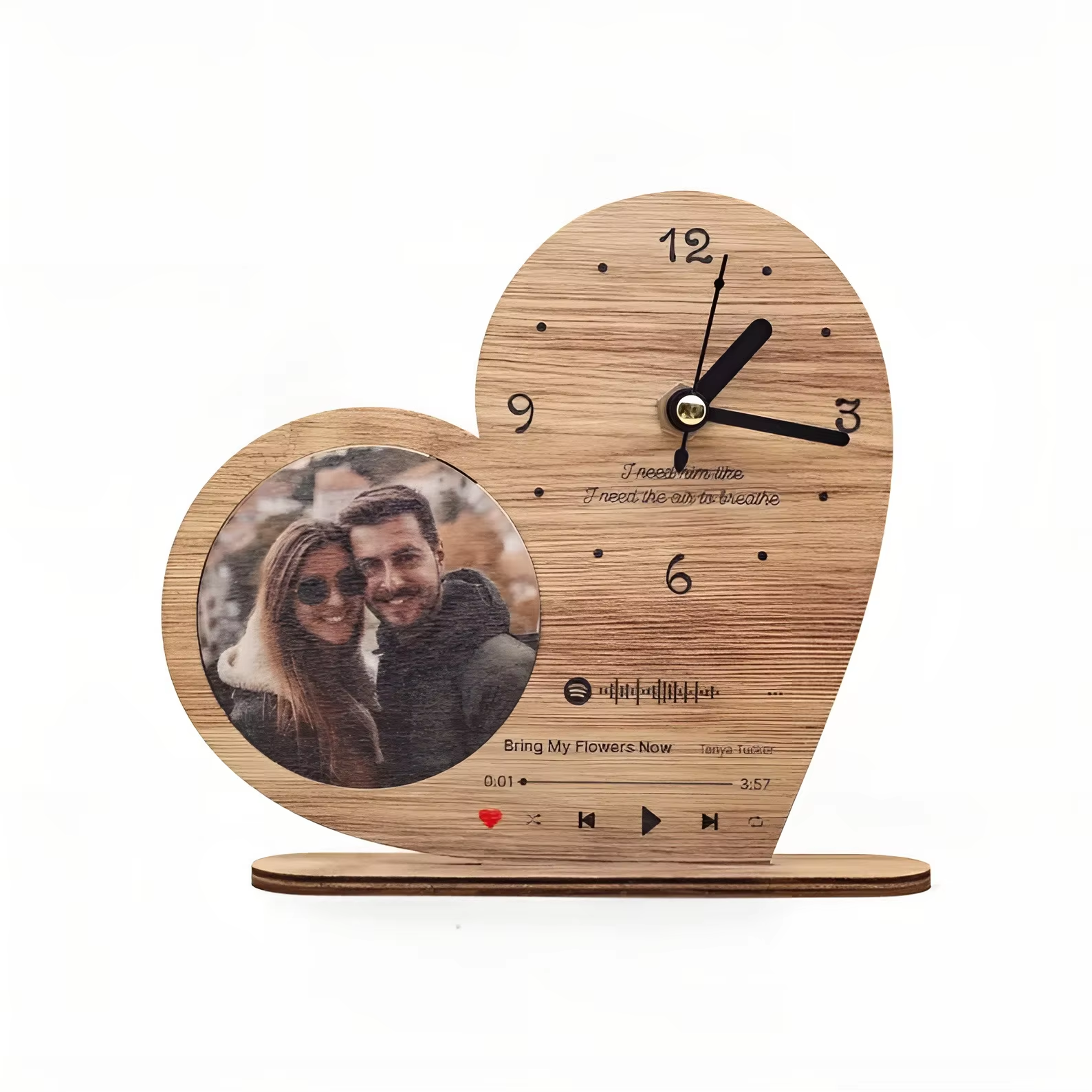 Personalized Pattern Custom Clock Decoration Photo Souvenir Heart-Shaped Stand Clock Decoration - Birthday Gift for Girlfriend-TailorAura