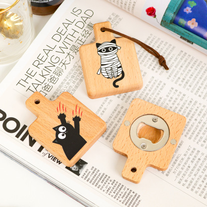Creative Cartoon Cat Paw Solid Wood Bottle Opener Magnetic Fridge Magnet Wooden Bottle Opener - Birthday Gift for Friend-TailorAura