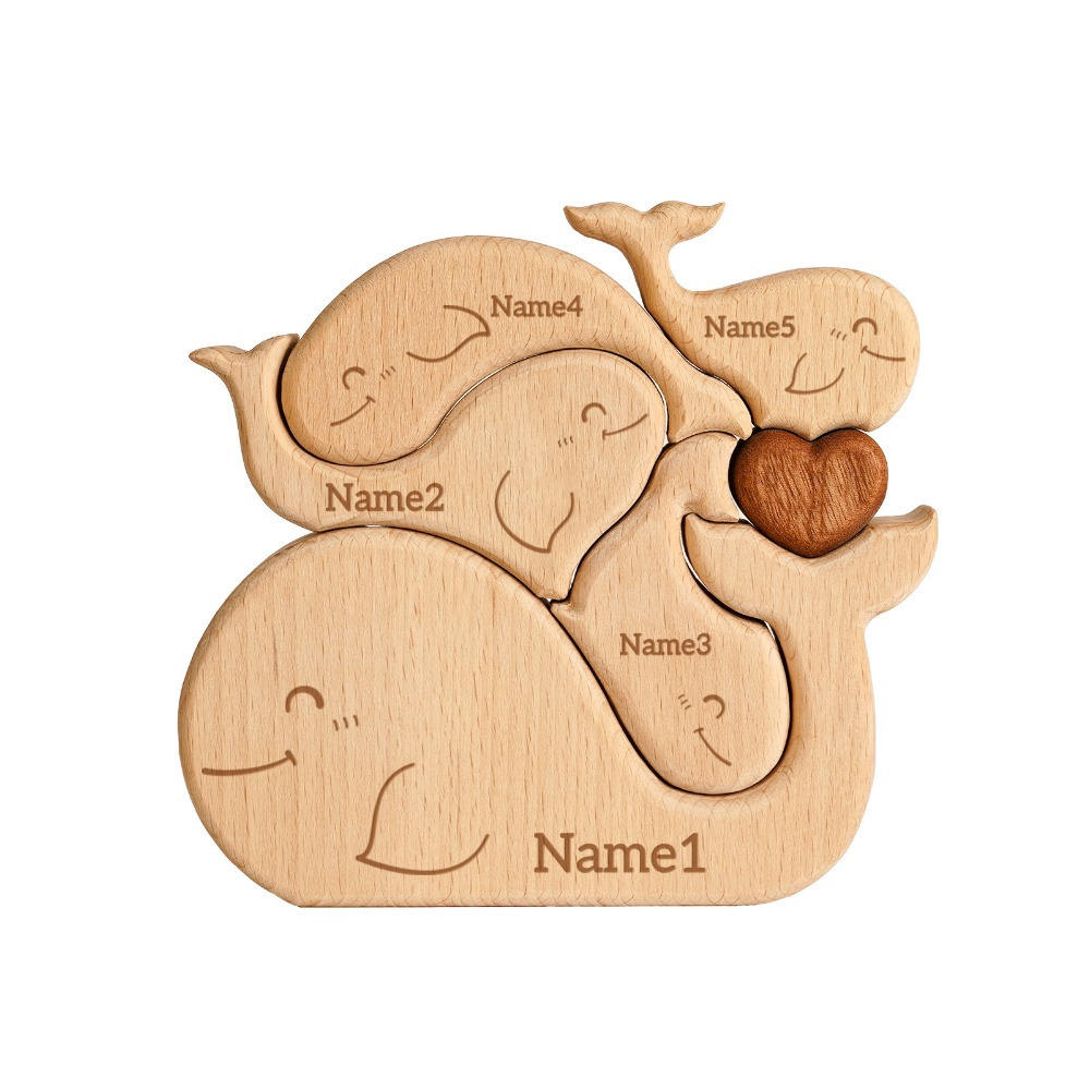 Wooden jigsaw puzzle home decor, wooden art whale family jigsaw puzzle, animal jigsaw puzzle toy, family keepsake ornament - Birthday gift for family members.-TailorAura