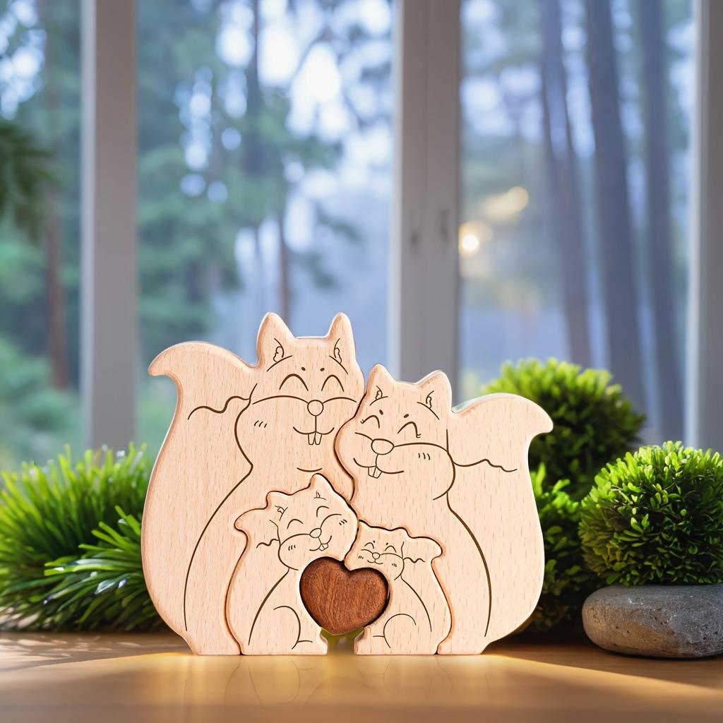 Wooden Squirrel Family Puzzle Toy - Father, Mother, and Baby - Wooden Squirrel Family Jigsaw Puzzle - Family Souvenir Gift - Birthday Gift for Family Members-TailorAura