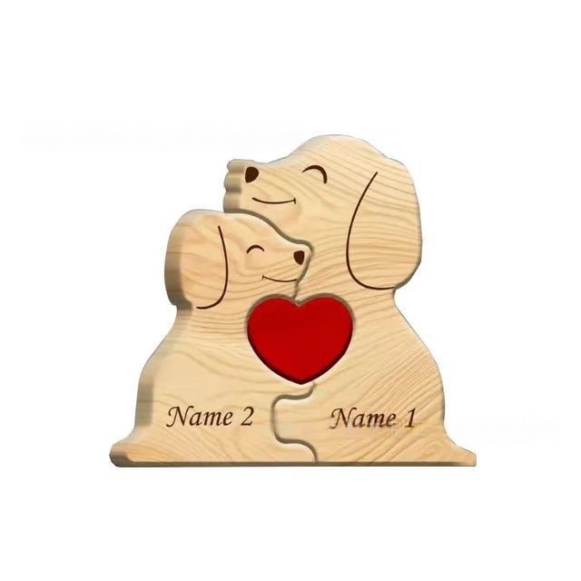 Wooden puppy puzzle family ornament, dog-shaped wooden puzzle set, family keepsake-Birthday gift for family members.-TailorAura