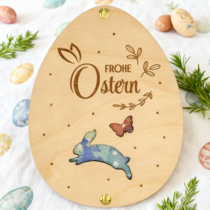 Frohe Ostern – Engraved Wooden Easter Tag