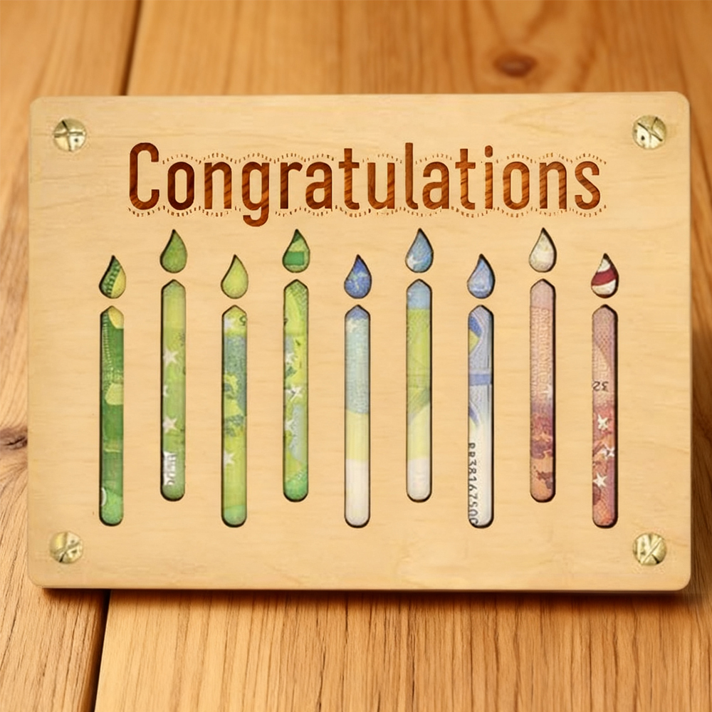 Customizable Congratulatory Candles Wooden Plaque – Celebration Gift