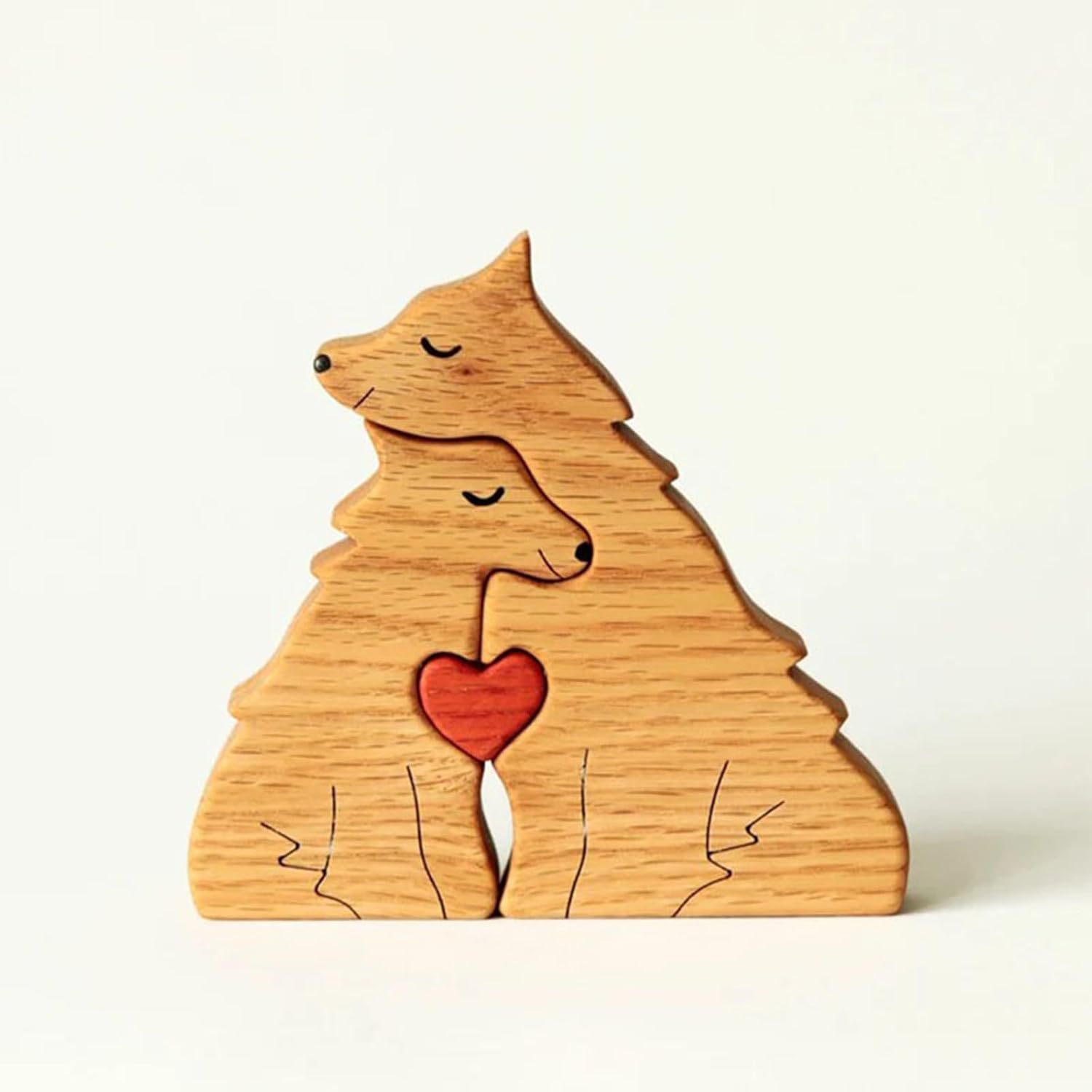 Personalized wooden carved wolf family jigsaw puzzle set, craft home decoration, office desk ornament, family keepsake - Birthday gift for family members.-TailorAura