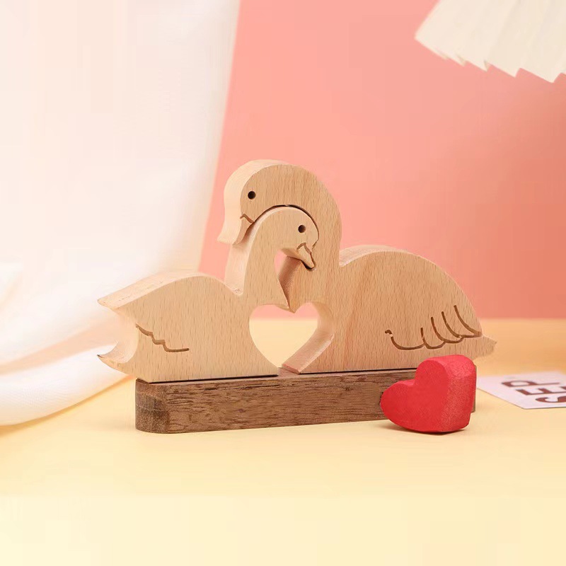 Personalized wooden carved swan jigsaw puzzle set, craft home decoration, family keepsake - Birthday gift for family members.-TailorAura