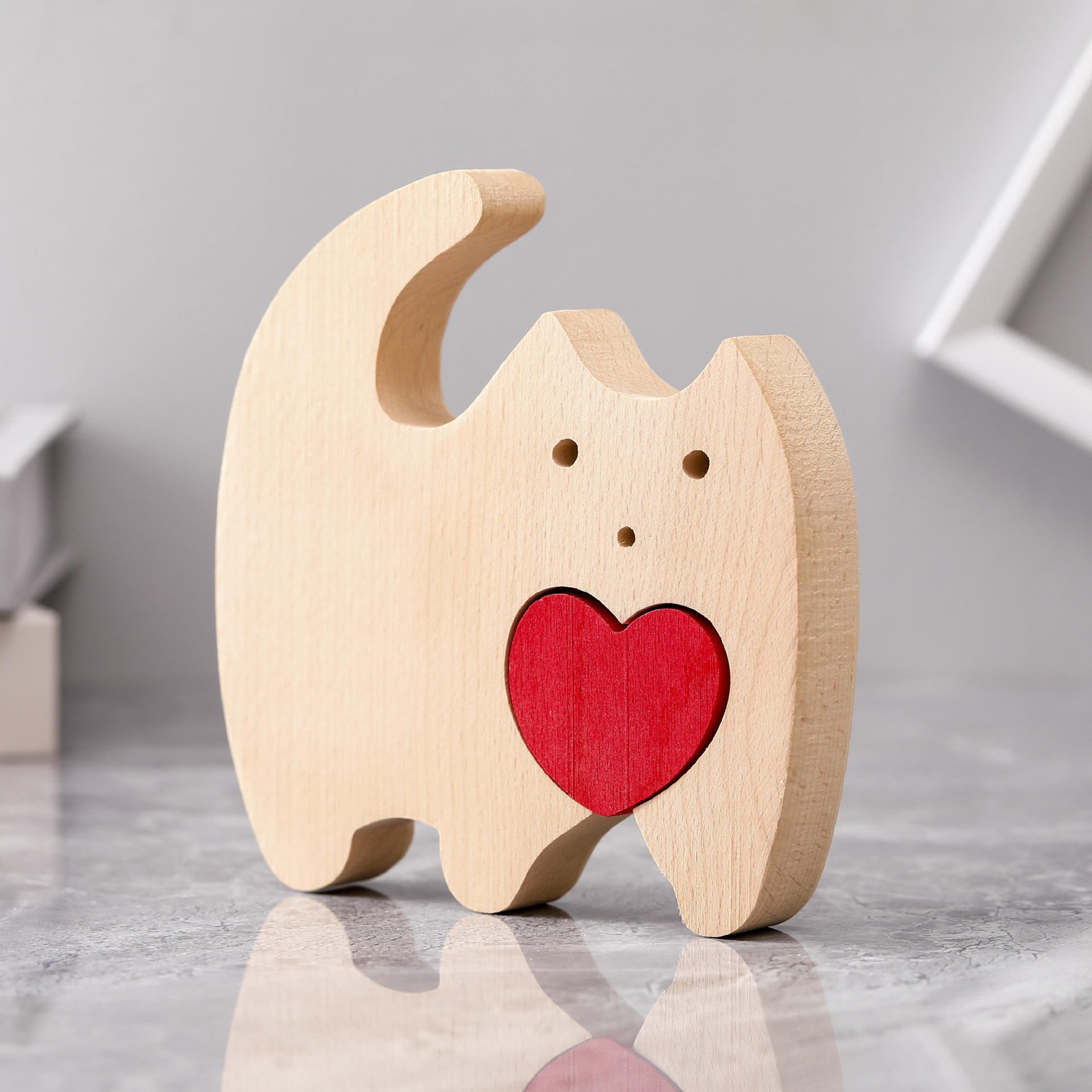 Personalized ornaments wooden mom and baby statue, creative wooden desktop ornament, carved decoration, family keepsake - Birthday gift for family members-TailorAura