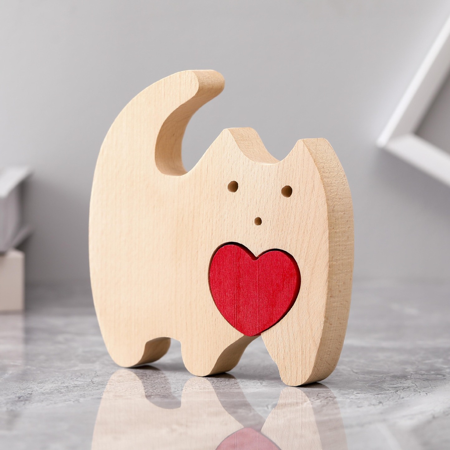 Personalized ornaments wooden mom and baby statue, creative wooden desktop ornament, carved decoration, family keepsake - Birthday gift for family members-TailorAura