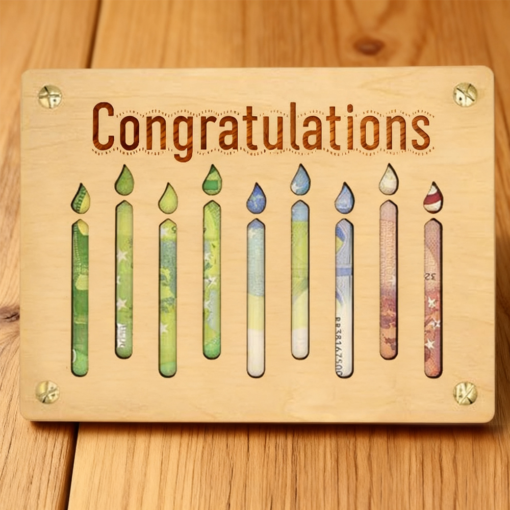 Customizable Congratulatory Candles Wooden Plaque – Celebration Gift