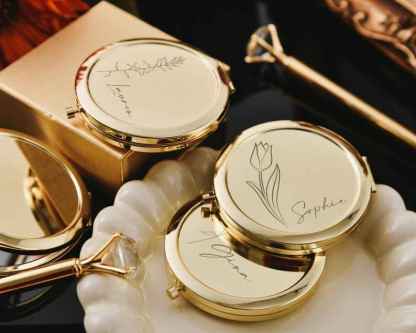 Personalized portable makeup mirror with gift box, wedding gift metal mirror-Gift For Girlfriend