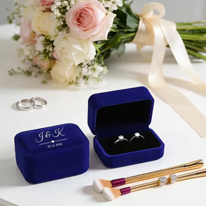 Personalized wedding ring box with soft velvet lining.-Wedding venue props-Couple costumes