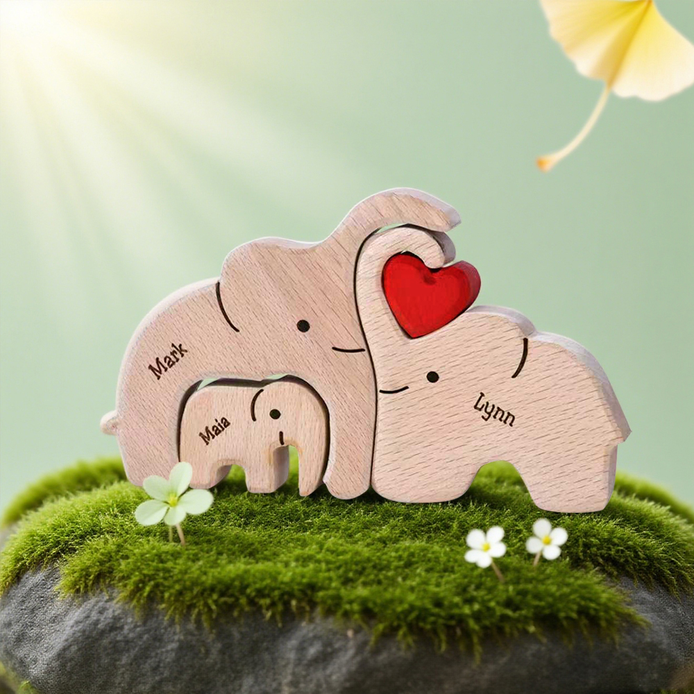 Family of Elephants - Custom Family Gifts | Wooden Puzzle