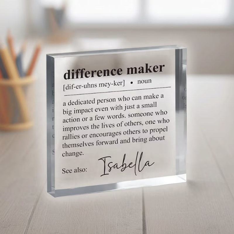Personalized acrylic "Changemakers" commemorative medals, perfect as a thank-you-Gift for retired employees, teachers, and colleagues.
