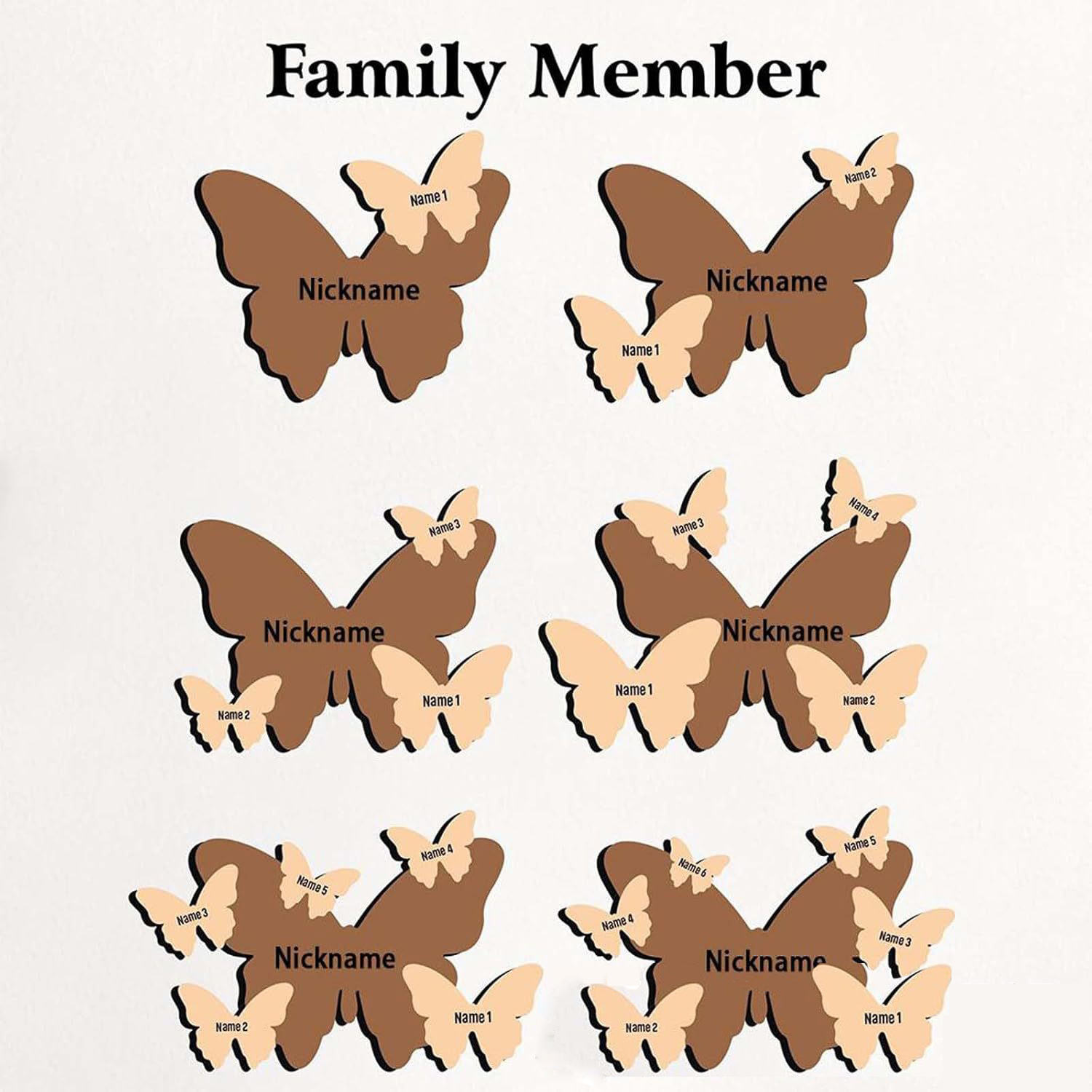 Cute wooden animal puzzle, butterfly family name design, custom wooden crafts, Mother's Day birthday gift, holiday gift.