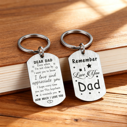 DEAR DAD Dual-Steel Keychain Set – Father’s Day Gift for Dad