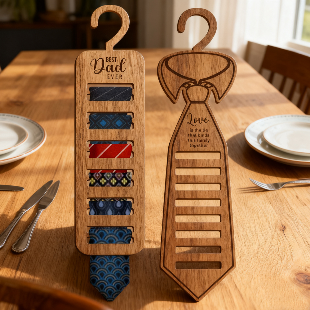 Dad Family Tie Plaque – Custom Engraved Wood Sign