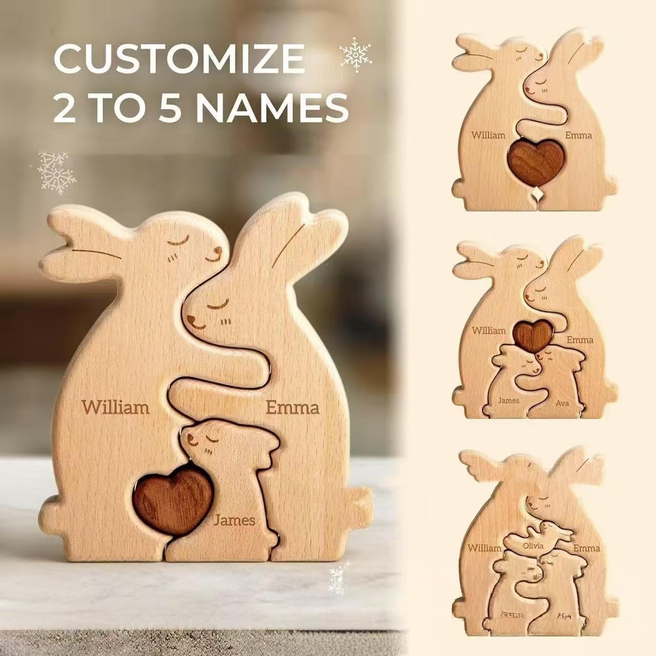 Wooden Rabbit Home Decor Personalized Wooden Puzzle Rabbit Puzzle Party Decoration - Birthday Gift for Family Members-TailorAura