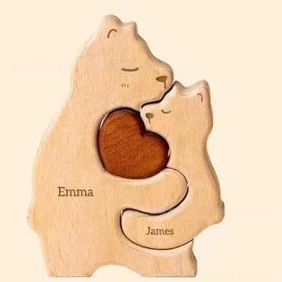 Wooden teddy bear puzzle set for Mother's Day and Father's Day, a family keepsake-Birthday Gift for family members.-TailorAura