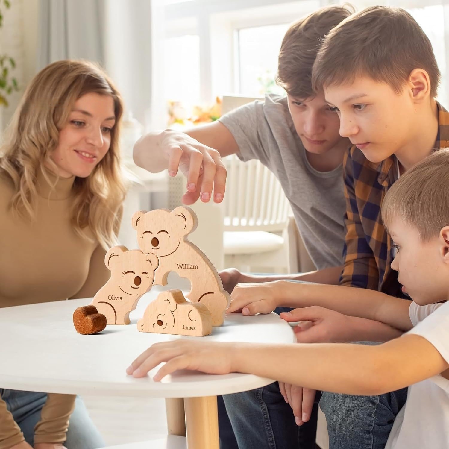 Personalized wooden koala bear shaped puzzle, wooden home decoration, party gift, family keepsake - Birthday gift for family members.-TailorAura