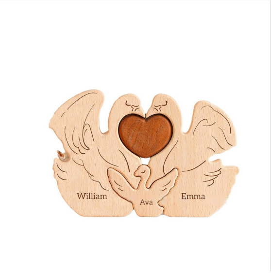 Personalized wooden swan-shaped puzzle, wooden home decoration, party gift, family keepsake - Birthday gift for family members.-TailorAura