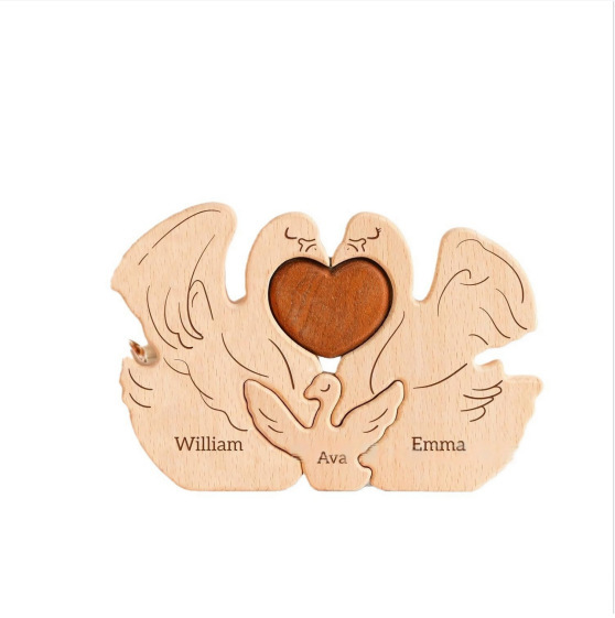 Personalized wooden swan-shaped puzzle, wooden home decoration, party gift, family keepsake - Birthday gift for family members.-TailorAura