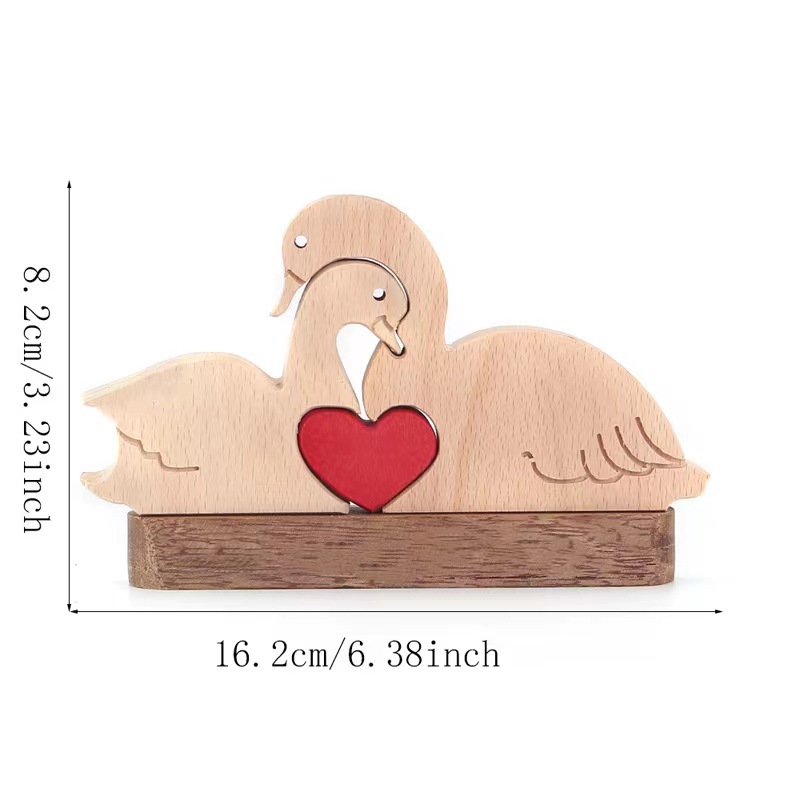 Personalized wooden carved swan jigsaw puzzle set, craft home decoration, family keepsake - Birthday gift for family members.-TailorAura