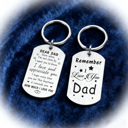 DEAR DAD Dual-Steel Keychain Set – Father’s Day Gift for Dad