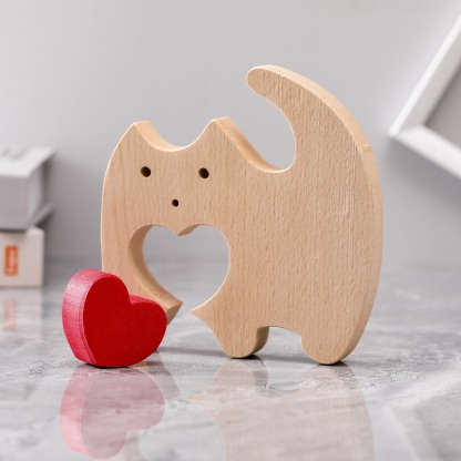 Personalized ornaments wooden mom and baby statue, creative wooden desktop ornament, carved decoration, family keepsake - Birthday gift for family members-TailorAura