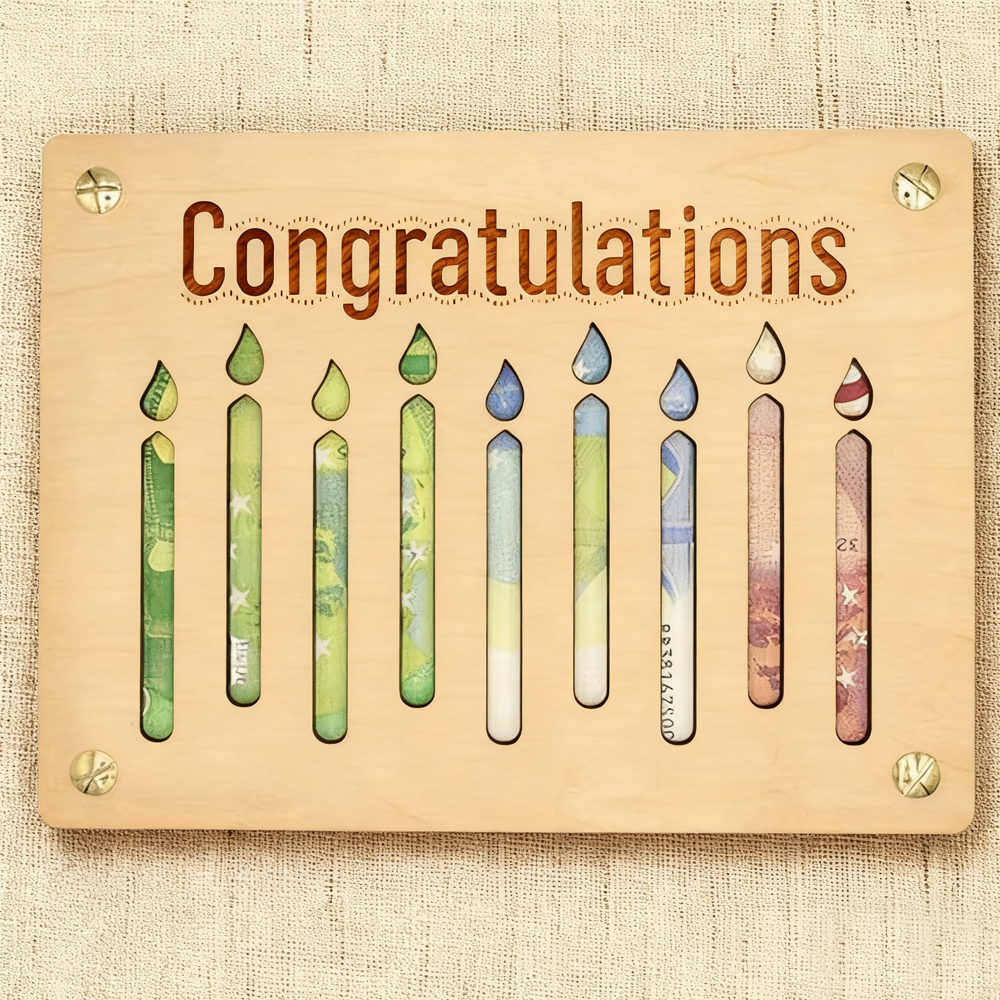 Customizable Congratulatory Candles Wooden Plaque – Celebration Gift
