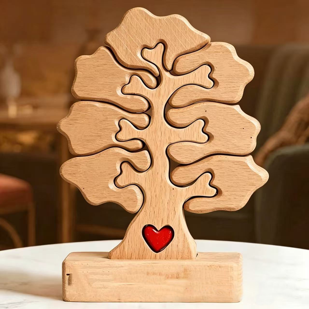 Personalized Gift wooden tree-shaped puzzle ornament, family tree puzzle, DIY name-printable home decoration, keepsake - Mother's Day gift - Christmas birthday gift