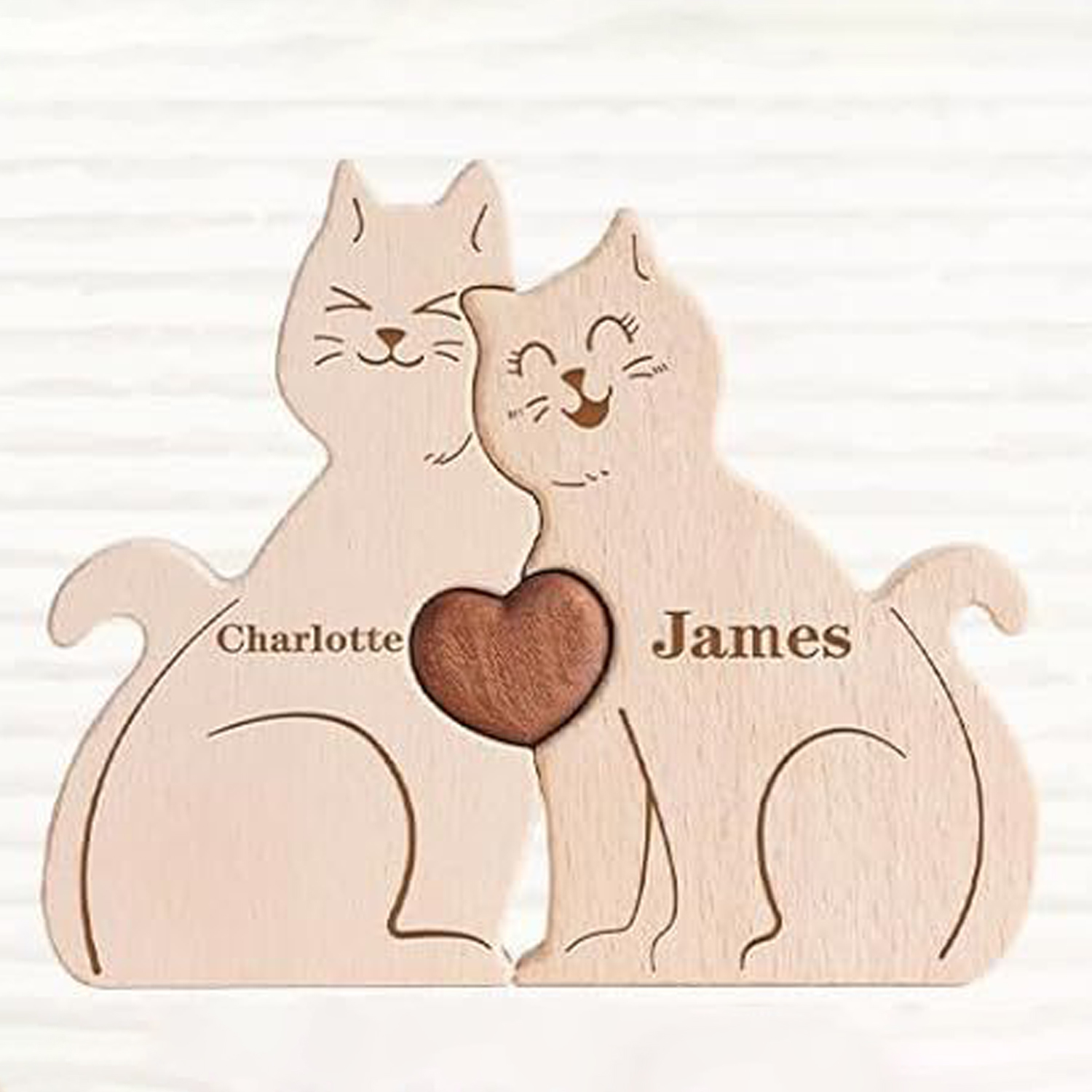 Personalized Gift wooden animal puzzle, cute cat family name puzzle, home decoration, keepsake - Birthday gift for family members.