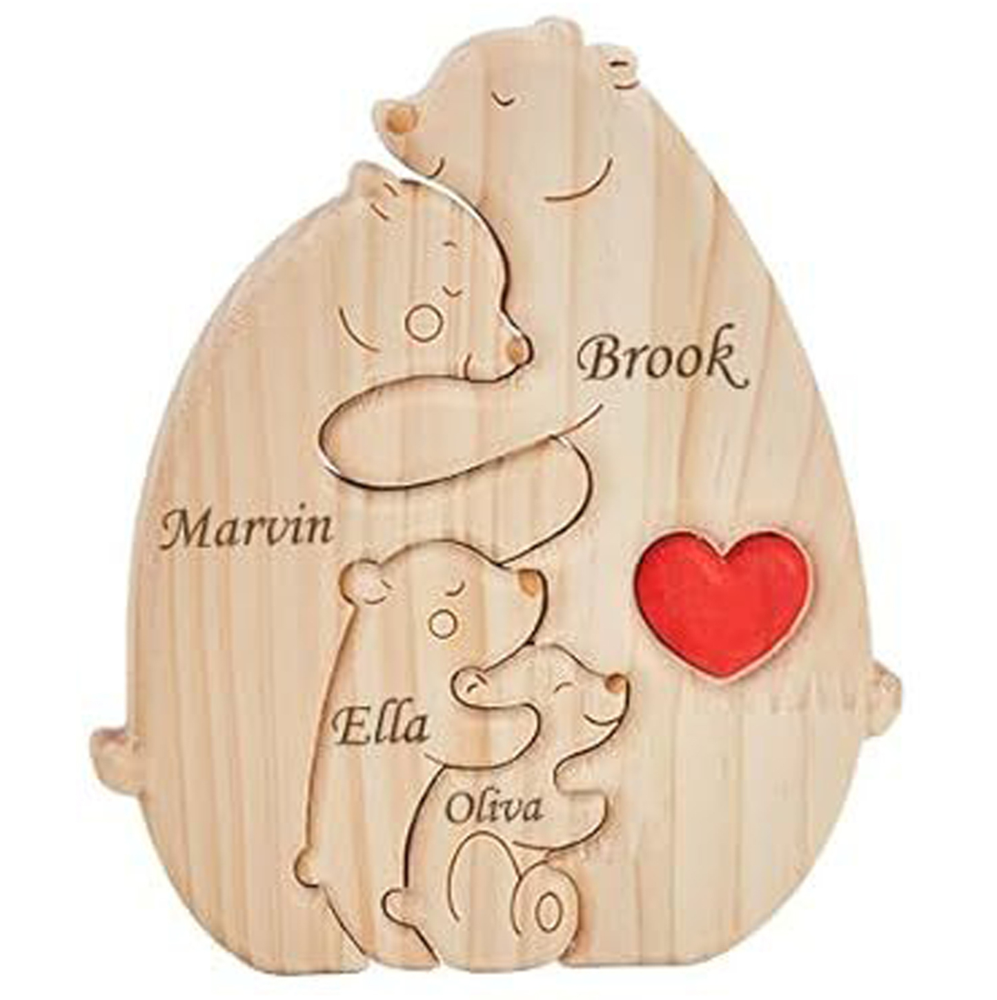 Personalized Gift wooden teddy bear puzzle set, a heartwarming family portrait of a mother and baby bear, perfect for Mother's Day or home decor - Birthday gift for family members.