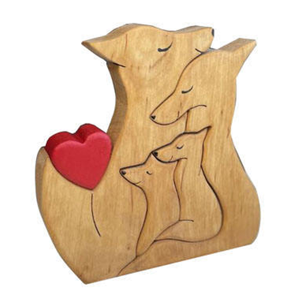 Personalized Gift DIY Wooden Puzzle Set with a Family of Foxes - Family Souvenirs - Gifts for Family Members