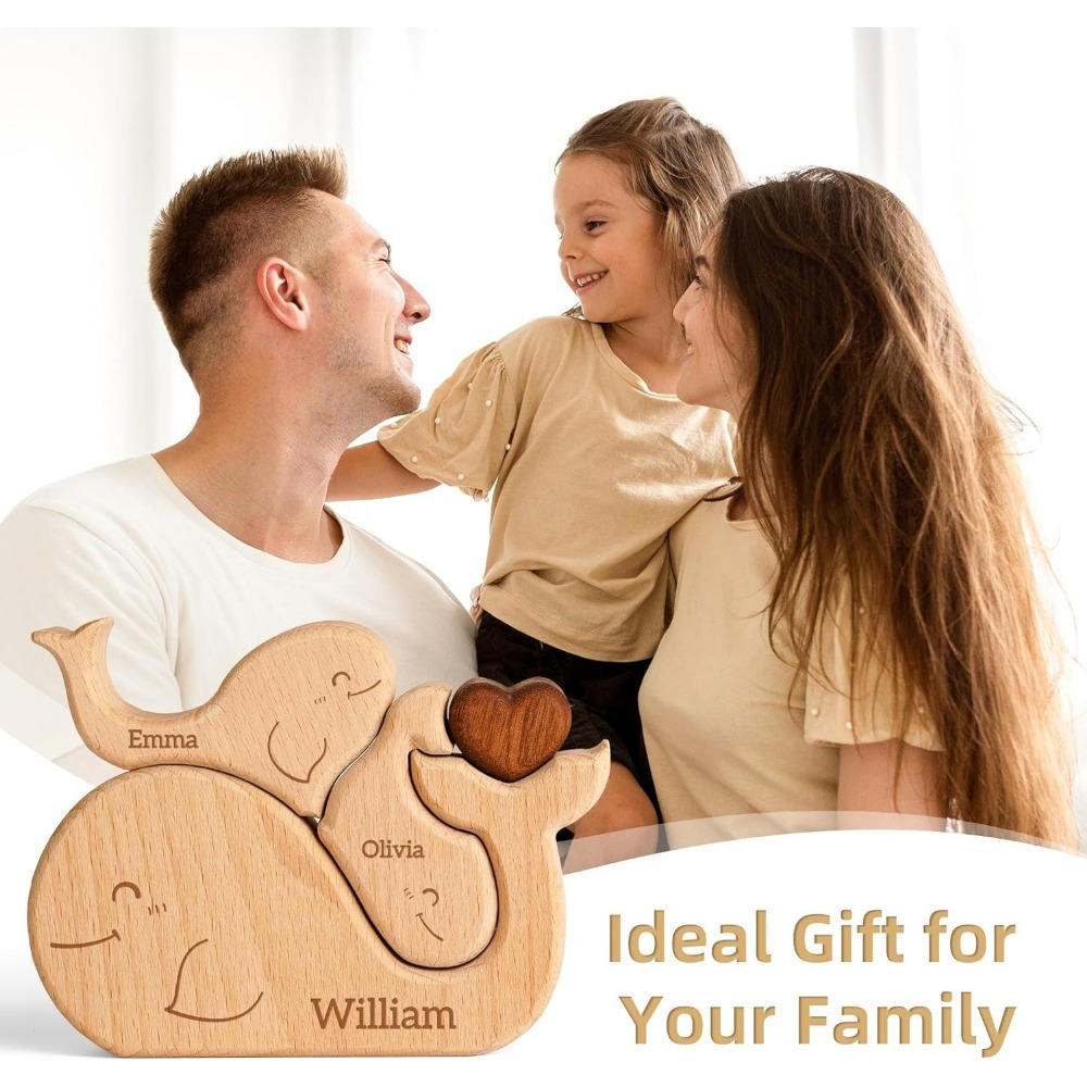 Wooden jigsaw puzzle home decor, wooden art whale family jigsaw puzzle, animal jigsaw puzzle toy, family keepsake ornament - Birthday gift for family members.-TailorAura