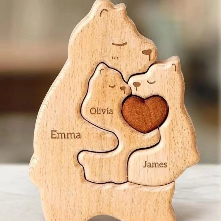 Wooden teddy bear puzzle set for Mother's Day and Father's Day, a family keepsake-Birthday Gift for family members.-TailorAura