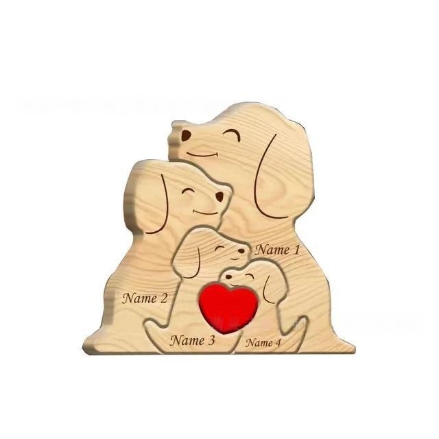Wooden puppy puzzle family ornament, dog-shaped wooden puzzle set, family keepsake-Birthday gift for family members.-TailorAura