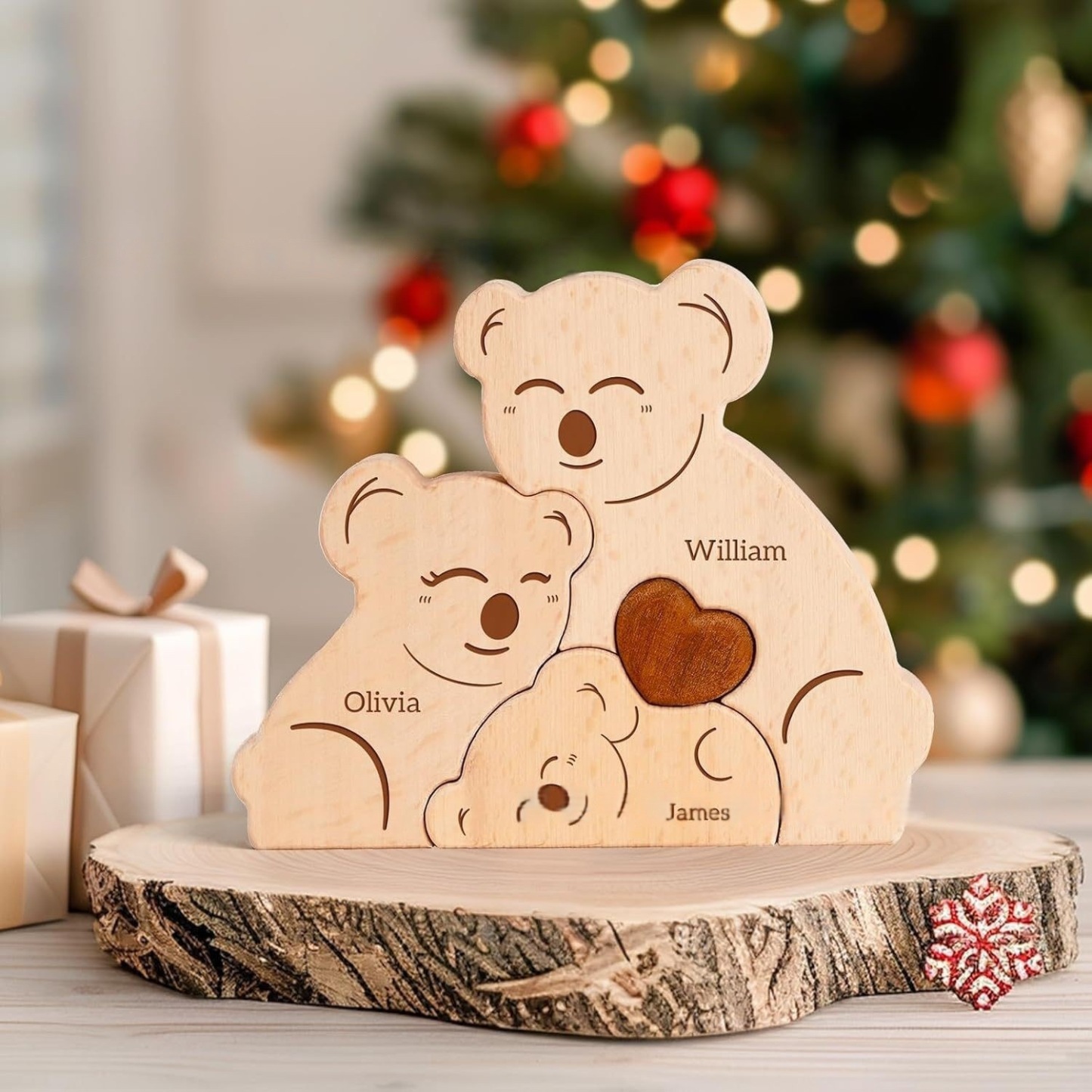 Personalized wooden koala bear shaped puzzle, wooden home decoration, party gift, family keepsake - Birthday gift for family members.-TailorAura