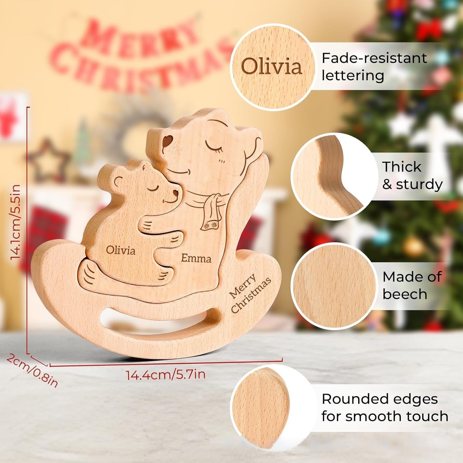 Wooden Cradle Bear Family Puzzle Set, Animal Carving Home Decor Crafts, Family Souvenir - Birthday Gift for Family Members-TailorAura