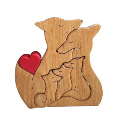 Personalized Gift DIY Wooden Puzzle Set with a Family of Foxes - Family Souvenirs - Gifts for Family Members