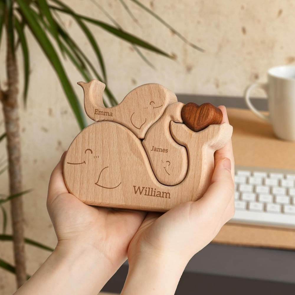 Wooden jigsaw puzzle home decor, wooden art whale family jigsaw puzzle, animal jigsaw puzzle toy, family keepsake ornament - Birthday gift for family members.-TailorAura