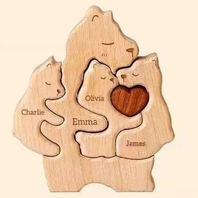 Wooden teddy bear puzzle set for Mother's Day and Father's Day, a family keepsake-Birthday Gift for family members.-TailorAura
